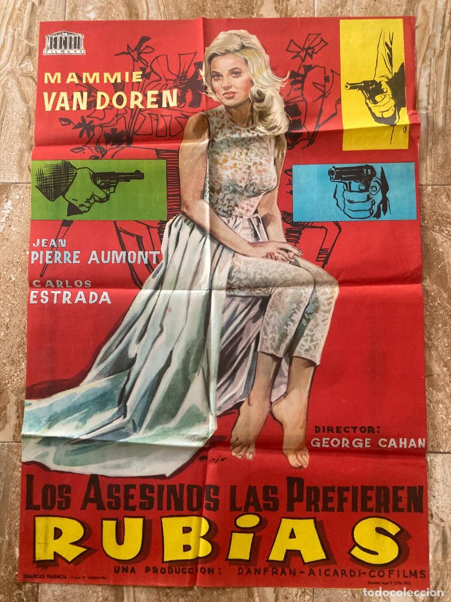 Cine: Cartel cine original LOS ASESINOS LAS PREFIEREN RUBIAS (1961) 70x100 / Mamie Van Doren