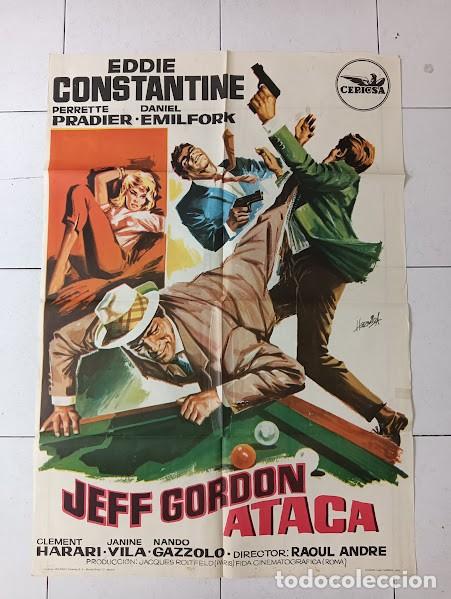 Cine: VKD 2127 JEFF GORDON ATACA EDDIE CONSTANTINE BILLAR POSTER ORIGINAL 70X100 ESTRENO