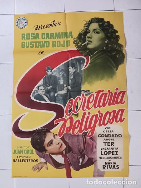Cine: VKD 2132 SECRETARIA PELIGROSA ROSA CARMINA GUSTAVO ROJO POSTER ORIGINAL 70X100 ESTRENO