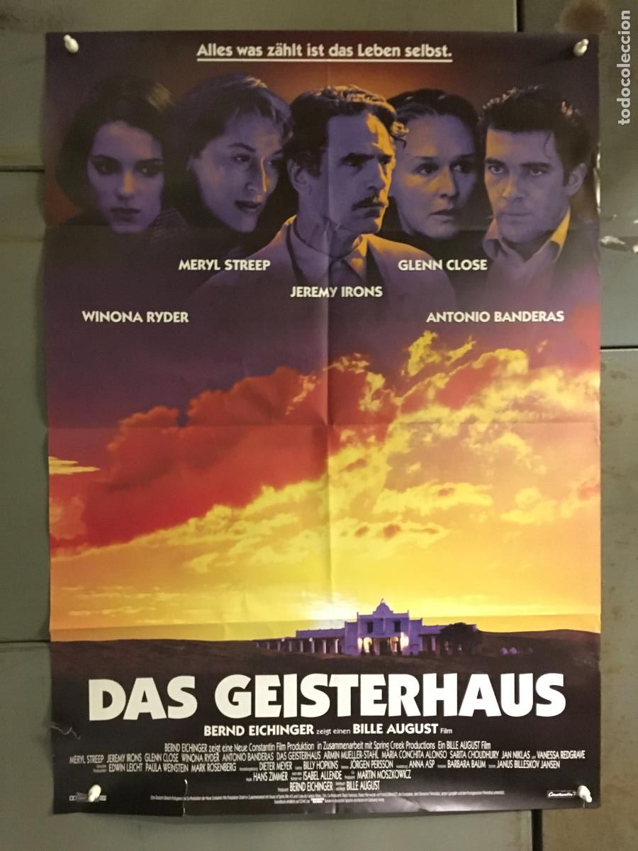 Cine: AFA43 LA CASA DE LOS ESPIRITUS ANTONIO BANDERAS MERYL STREEP POSTER ORIGINAL ALEMAN 60X84 h0