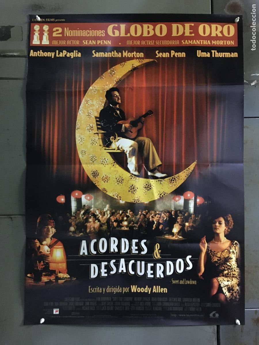 Cine: AFA44 ACORDES Y DESACUERDOS WOODY ALLEN SEAN PENN UMA THURMAN POSTER ORIGINAL 70X100 ESTRENO h8