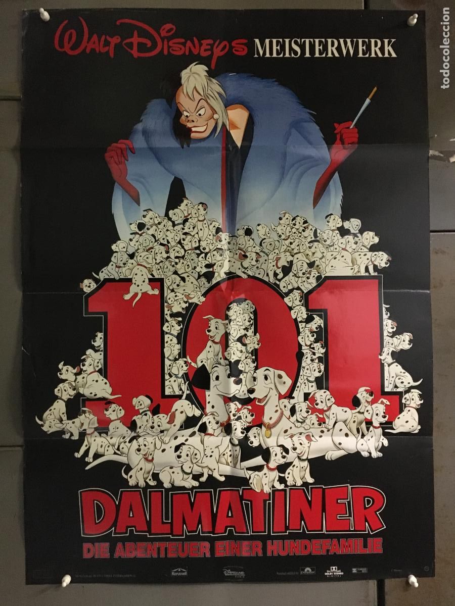 Cine: AFA47 101 DALMATAS WALT DISNEY ANIMACION POSTER ORIGINAL 60X84 ALEMAN h0