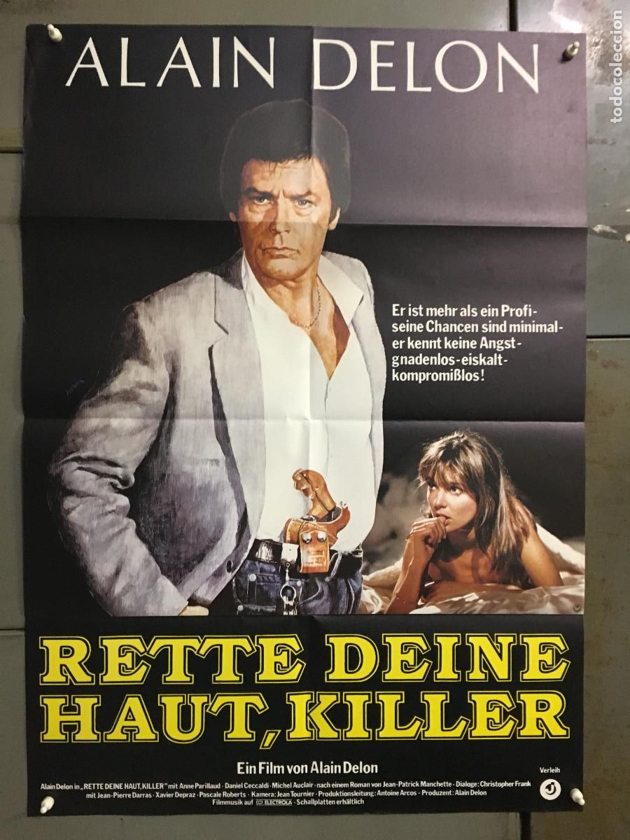 Cine: AFA48 POR LA PIEL DE UN POLICIA ALAIN DELON ANNE PARRILLAUD POSTER ORIGINAL 60X84 ALEMAN h1