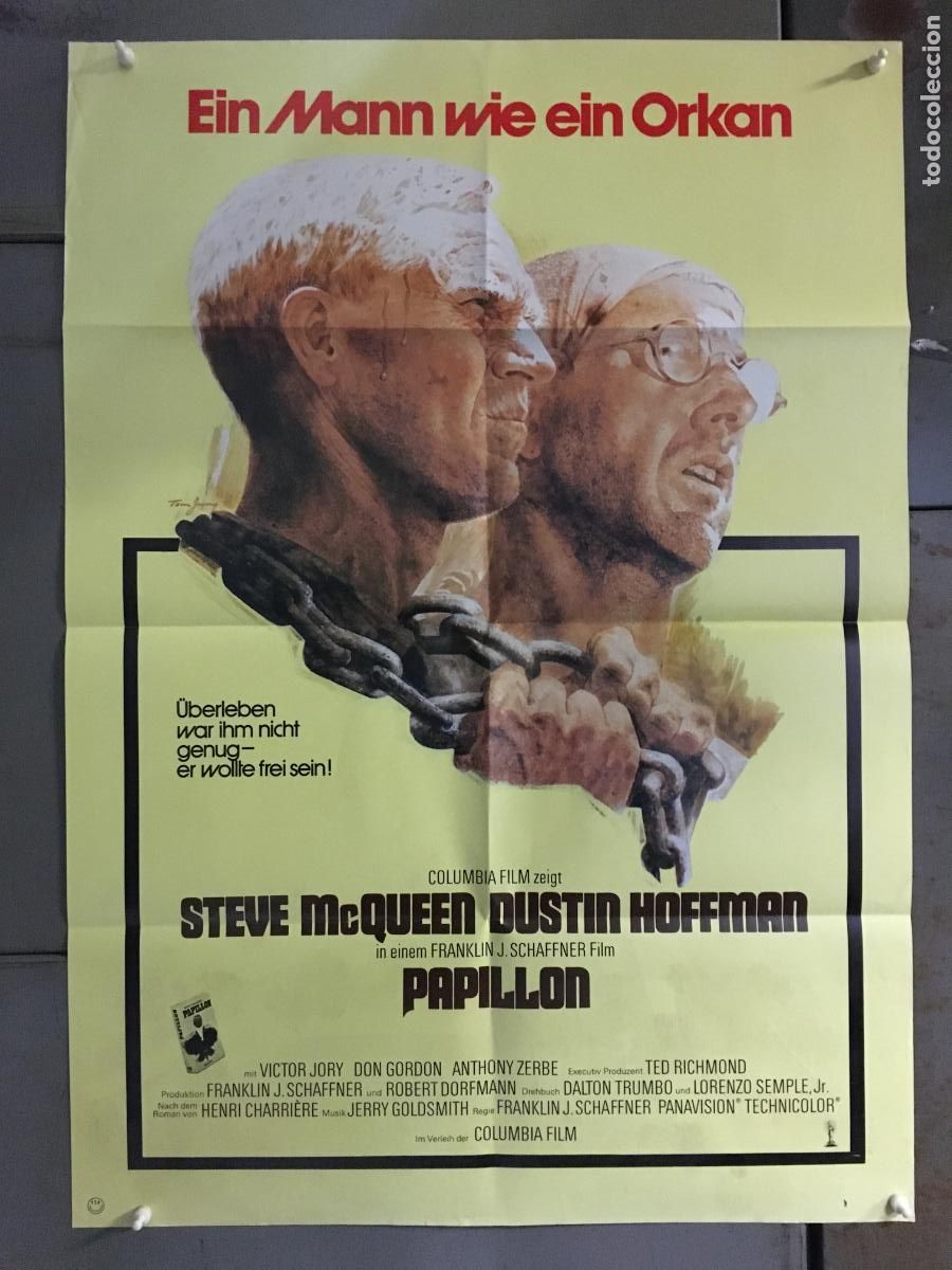 Cine: AFA49 PAPILLON STEVE MCQUEEN DUSTIN HOFFMAN POSTER ORIGINAL 60X84 ALEMAN h0