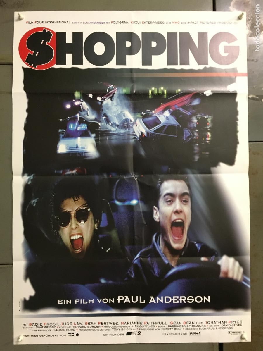 Cine: AFA50 SHOPPING JUDE LAW SADIE FROST PAUL ANDNERSON POSTER ORIGINAL 60X84 ALEMAN h2