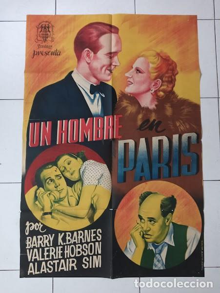 Cine: SMP 2144 UN HOMBRE EN PARIS VALERIE HOBSON POSTER ORIGINAL 70X100 ESTRENO LITOGRAFIA