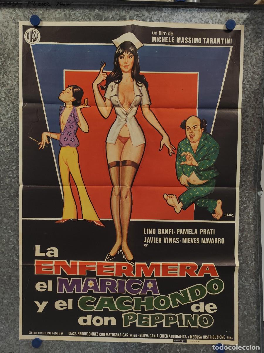 Cine: La enfermera, el marica y el cachondo de Don Pepino. Lino Banfi, Pamela Prati A&Ntilde;O 1981 POSTER ORIGI