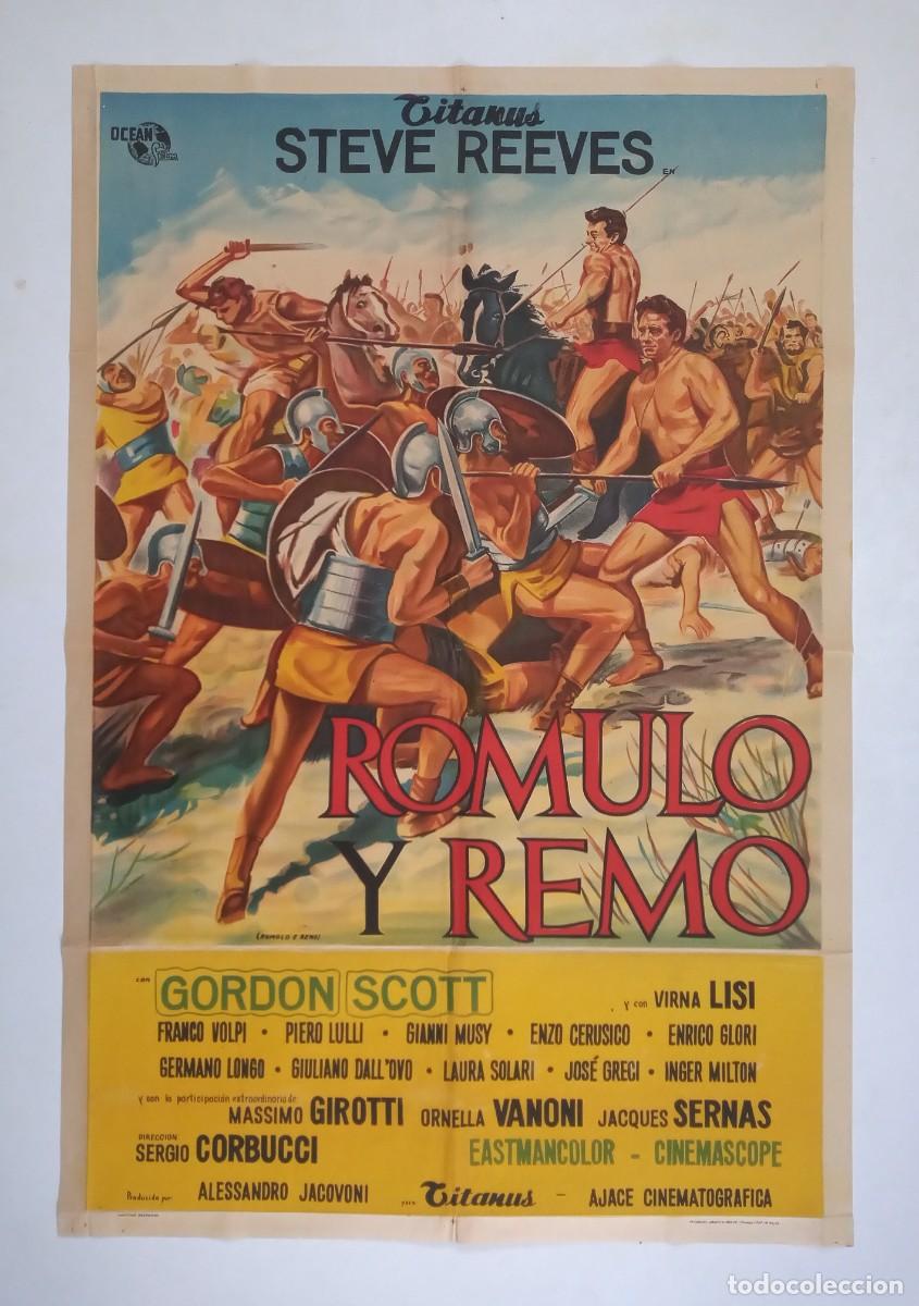 Cine: LA FUNDACION DE ROMA (1961) cartel 75 X 110 litografico Sergio Corbucci PEPLUM Steve Reeves