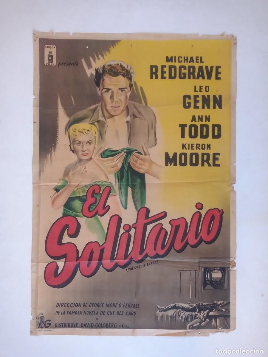 Cine: EL SOLITARIO (1954) cartel 75 X 110 litografico Michael Redgrave Ann Todd FILM NOIR policial