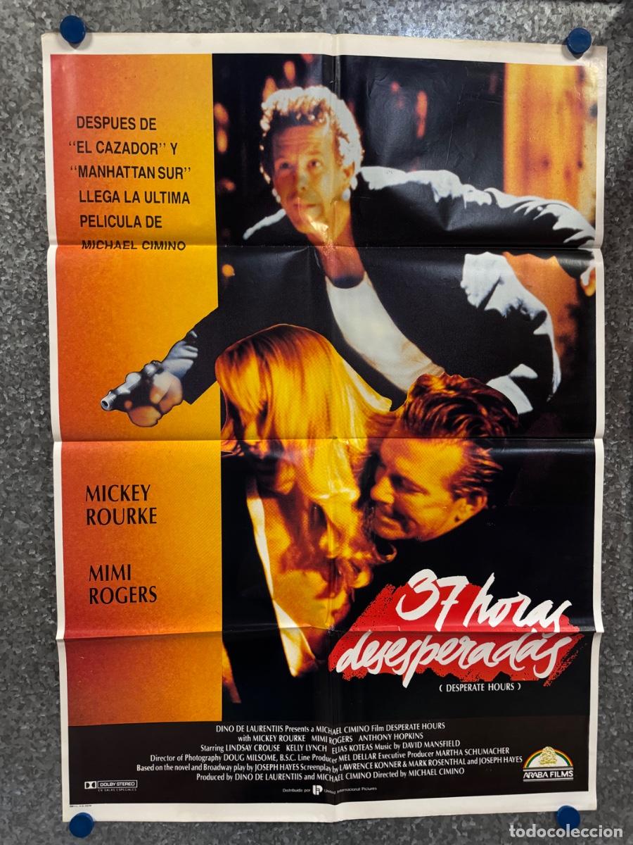 Cine: 37 horas desesperadas, Mickey Rourke ,Mimi Rogers, A&ntilde;o 1990, POSTER ORIGINAL