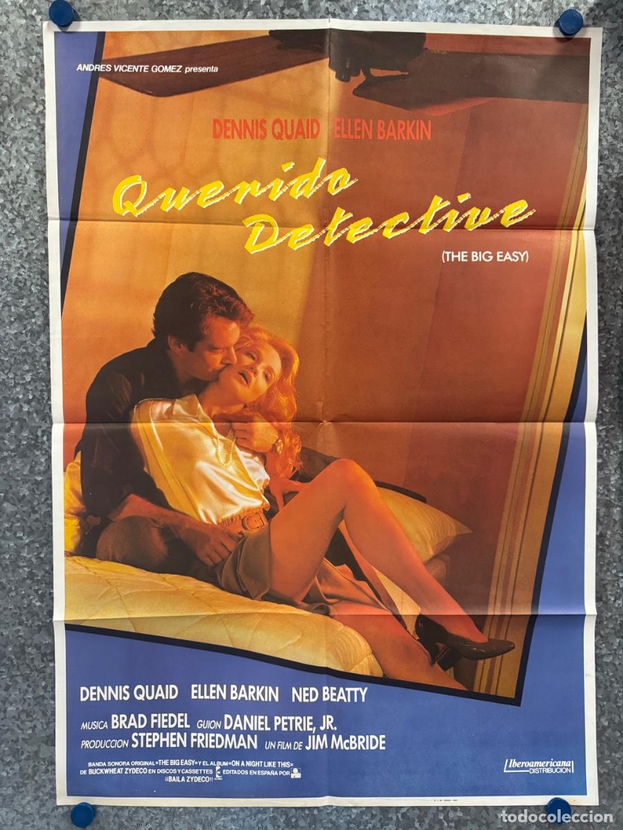 Cine: Querido detective, Dennis Quaid ,Ellen Barkin, A&ntilde;o 1986, POSTER ORIGINAL