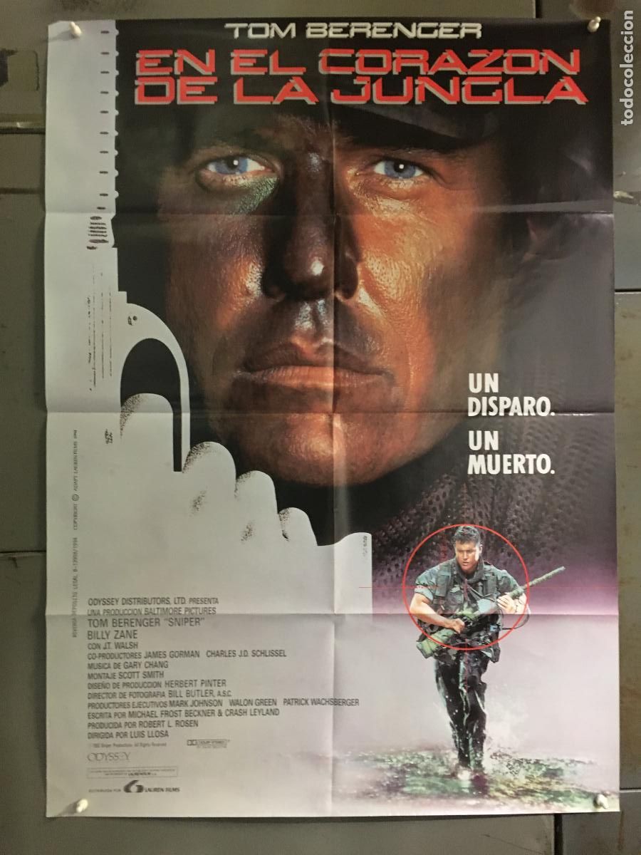 Cine: AFB01 EN EL CORAZON DE LA JUNGLA TOM BERENGER POSTER ORIGINAL 70X100 ESTRENO h0