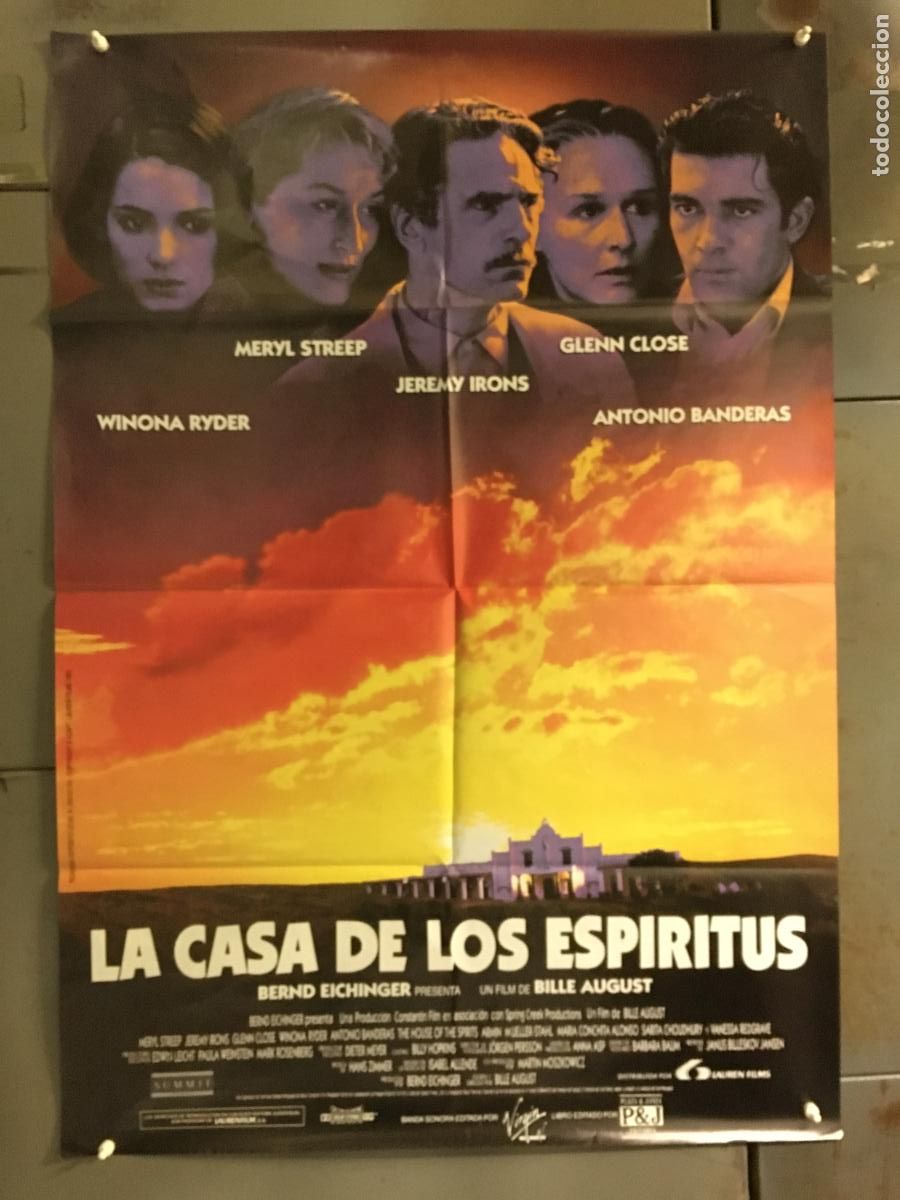 Cine: AFB16 LA CASA DE LOS ESPIRITUS ANTONIO BANDERAS MERYL STREEP POSTER ORIGINAL 70X100 ESTRENO h0