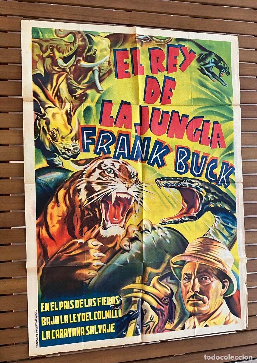 Cine: CARTEL DE CINE ORIGINAL - EL REY DE LA JUNGLA - FRANK BUCK - LIT.GRAFICAS VALENCIA - REF 4