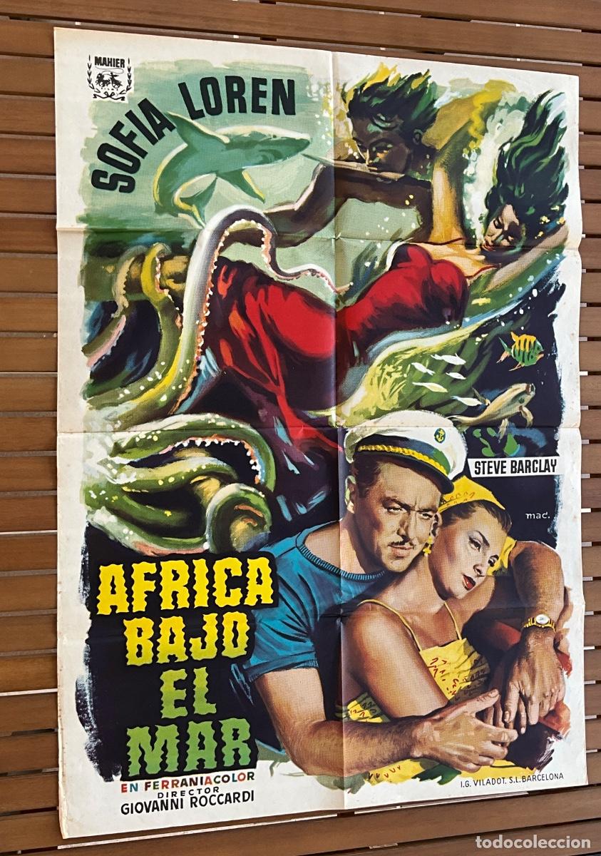 Cine: CARTEL DE CINE ORIGINAL - AFRICA BAJO EL MAR - SOFIA LOREN - LIT. VILADOT S.L. BARCELONA - REF 5