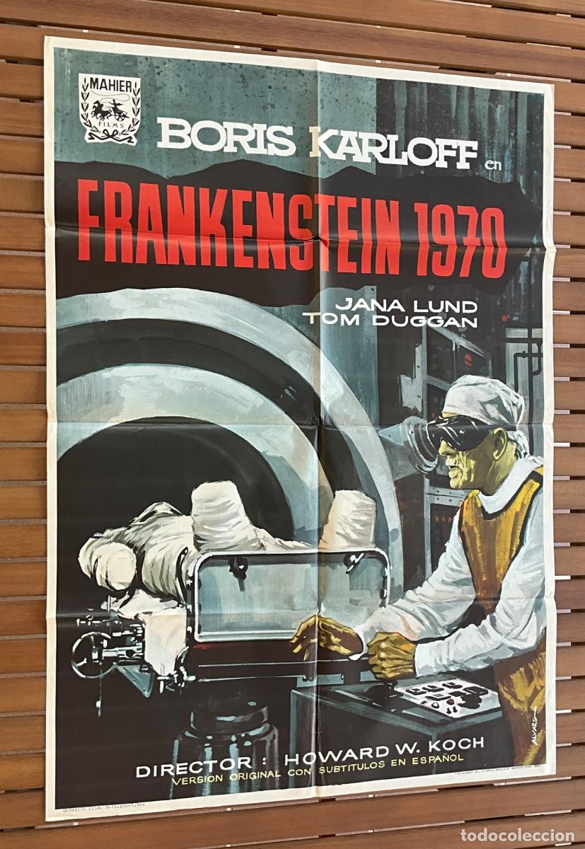 Cine: CARTEL DE CINE ORIGINAL - FRANKENSTEIN 1970 - BORIS KARLOFF - LIT. I.G. VILADOT, S.L. - REF 8