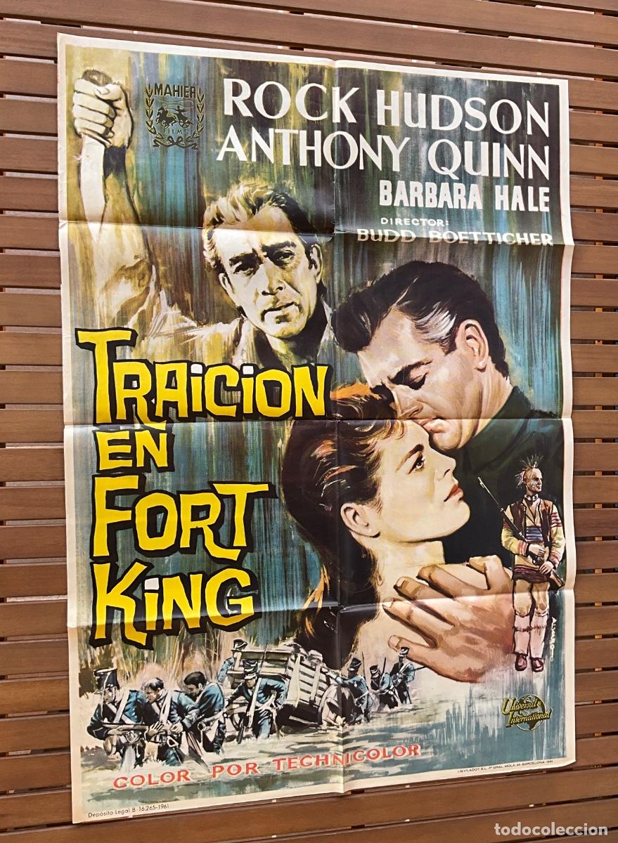 Cine: CARTEL DE CINE ORIGINAL-TRAICI&Oacute;N EN FORT KING-ROCH HUDSON-A. QUINN - LIT. I.G. VILADOT, S.L.-REF 11