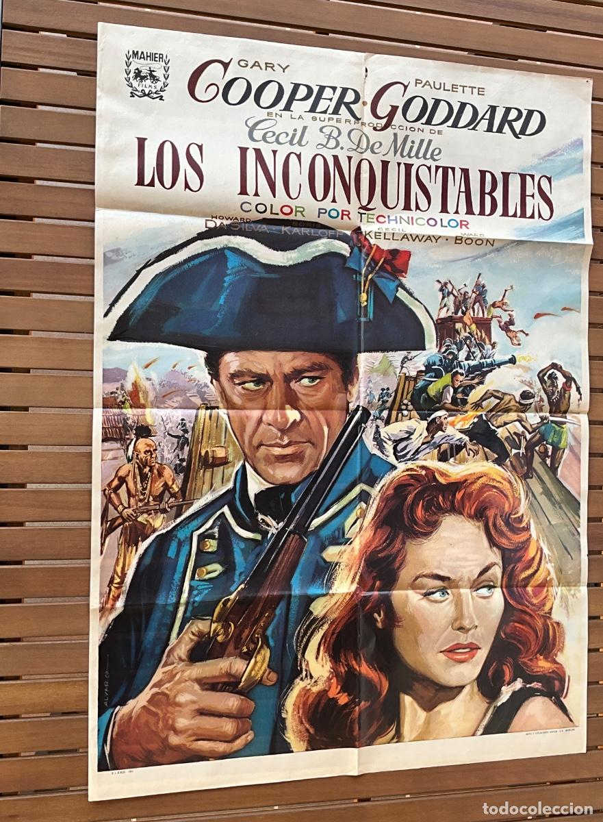 Cine: CARTEL DE CINE ORIGINAL- LOS INCONQUISTABLES-GARY COOPER - LIT.NAIPES BARCELONA 1966 .-REF 14