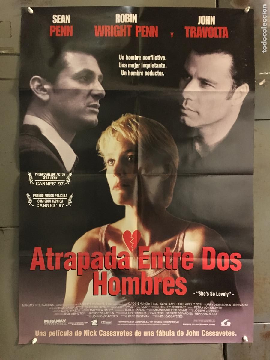 Cine: AFB20 ATRAPADA ENTRE DOS HOMBRES ROBIN WRIGHT SEAN PENN POSTER ORIGINAL ESTRENO 70X100 h0