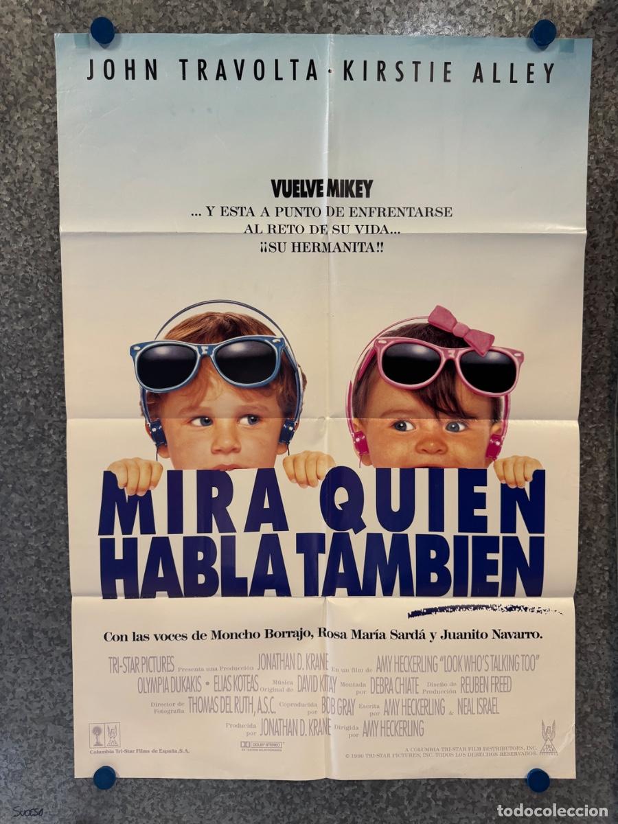 Cine: Mira quien habla tambien, John Travolta, Kristie Alley, A&ntilde;o 1990, POSTER ORIGINAL