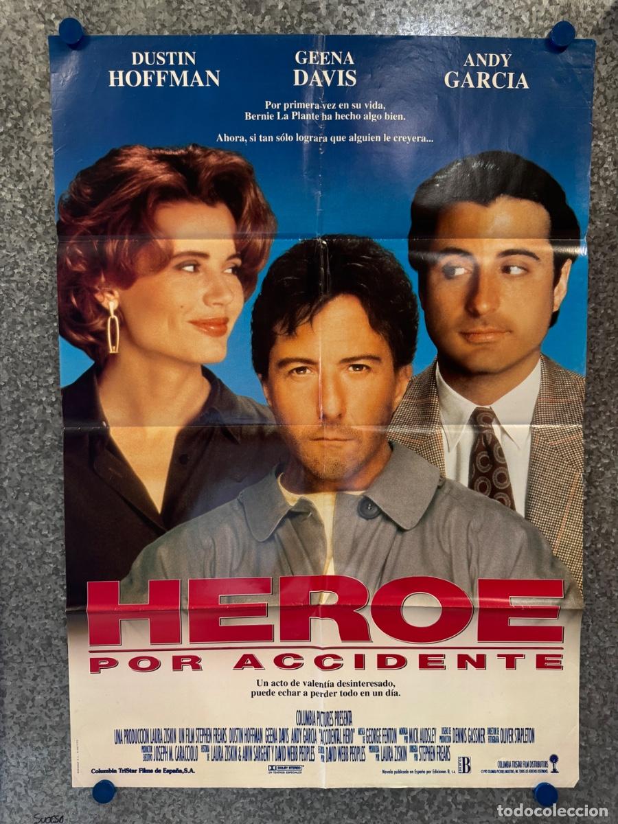 Cine: Heroe por accidente, Dustin Hoffman, Geena Davis, A&ntilde;o 1992, POSTER ORIGINAL