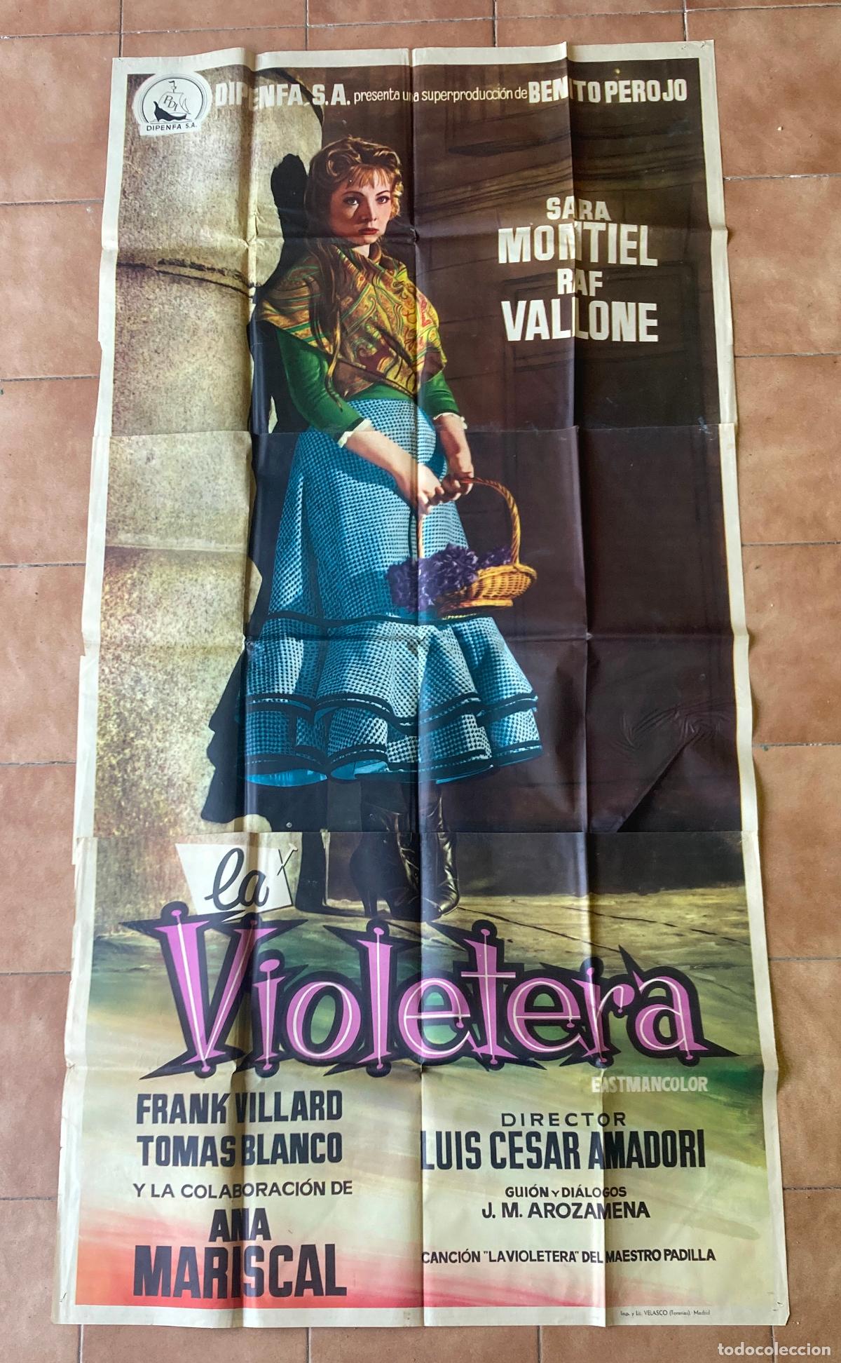 Cine: POSTER TRIPLE ORIGINAL 100 x 210, LA VIOLETERA - SARA MONTIEL