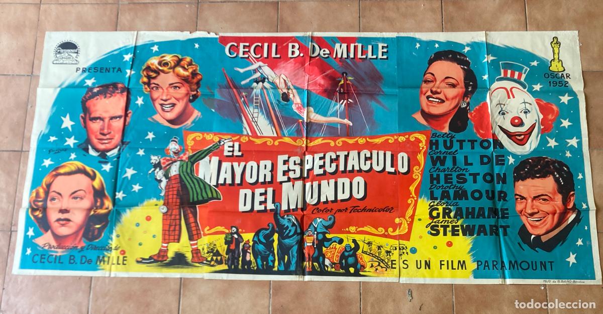 Cine: POSTER TRIPLE ORIGINAL 210 x 100, EL MAYOS ESPECTACULO DEL MUNDO - CECIL B. DE MILLE