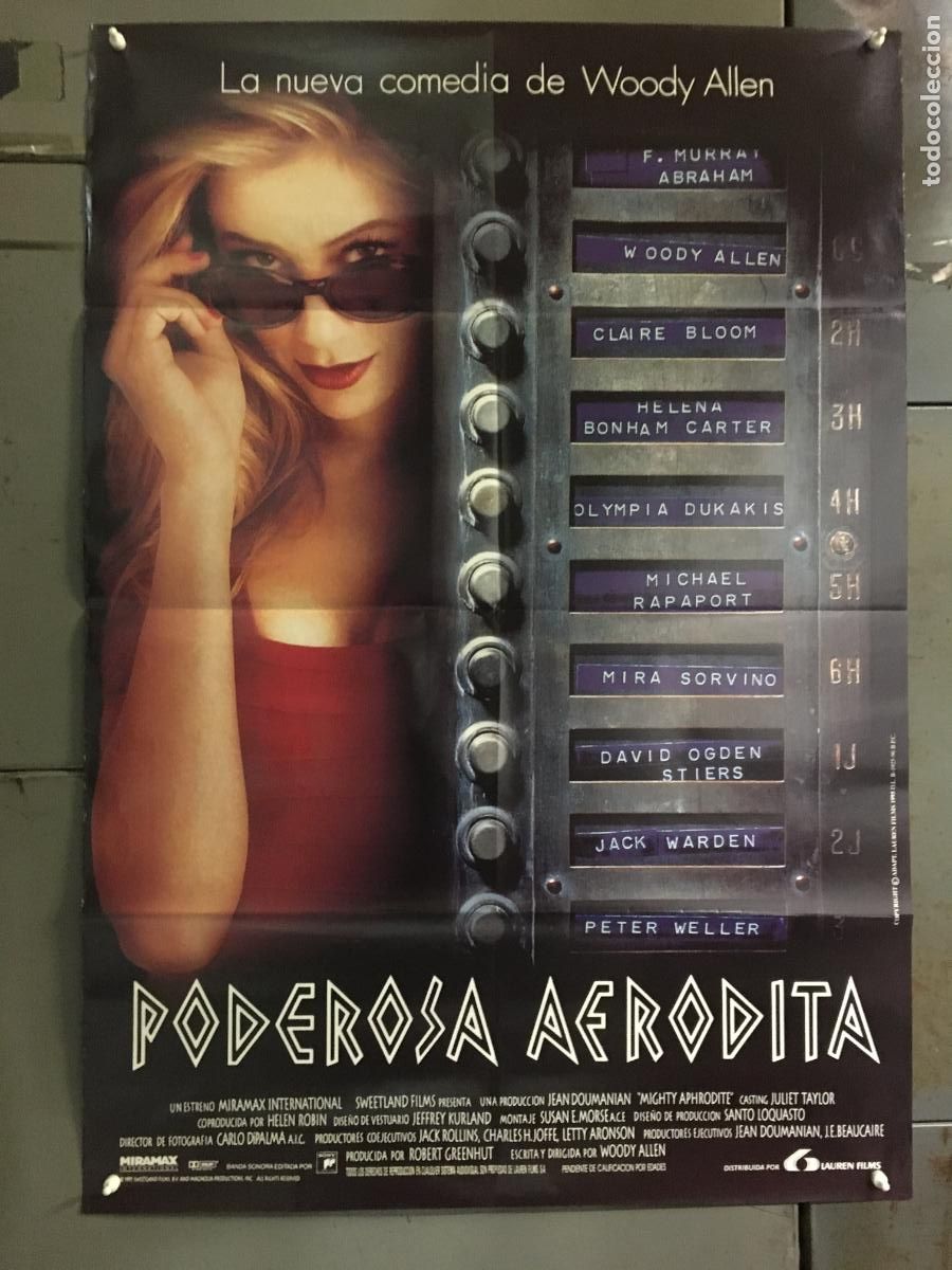 Cine: AFB35 PODEROSA AFRODITA HELENA BONHAM CARTER WOODY ALLEN POSTER ORIGINAL 70X100 ESTRENO h1