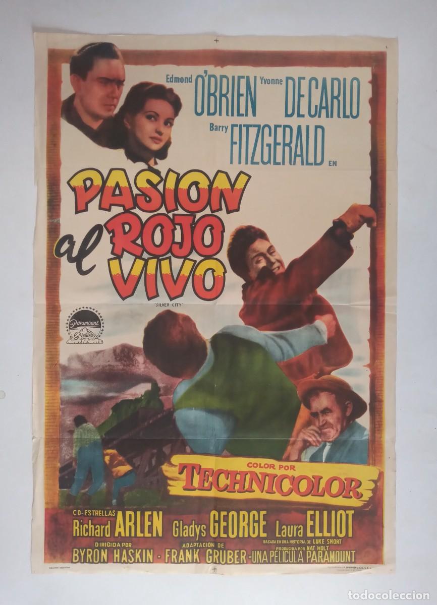 Cine: PASION AL ROJO VIVO (1951) cartel argentino 110x75 Silver City YVONNE DE CARLO BYRON HASKIN