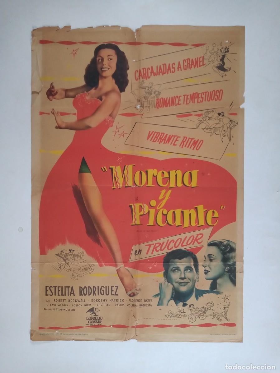 Cine: MORENA Y PICANTE (1950) cartel argentino 110x75 litografico Belle of Old Mexico ESTELITA RODRIGUEZ