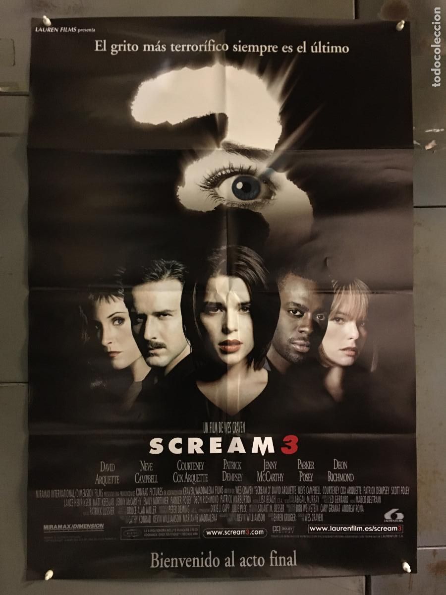 Cine: AFB43 SCREAM 3 WES CRAVEN COURTNEY COX NEVE CAMPBELL POSTER ORIGINAL ESTRENO 70X100 h2