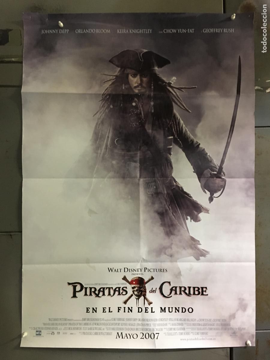 Cine: AFB44 PIRATAS DEL CARIBE 3 EN EL FIN DEL MUNDO JOHNNY DEPP POSTER ORIGINAL ESTRENO 70X100 h0