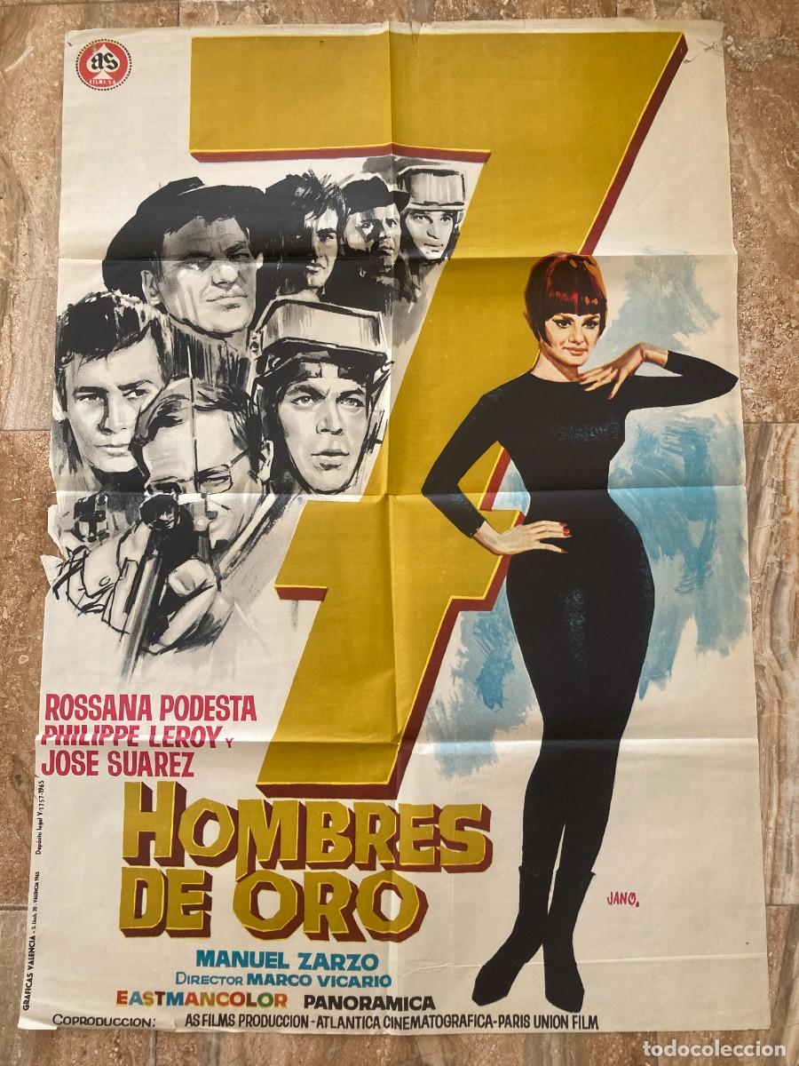 Cine: Cartel cine original 7 HOMBRES DE ORO (1965) 70x100 / Rossana Podesta - Philippe Leroy / JANO