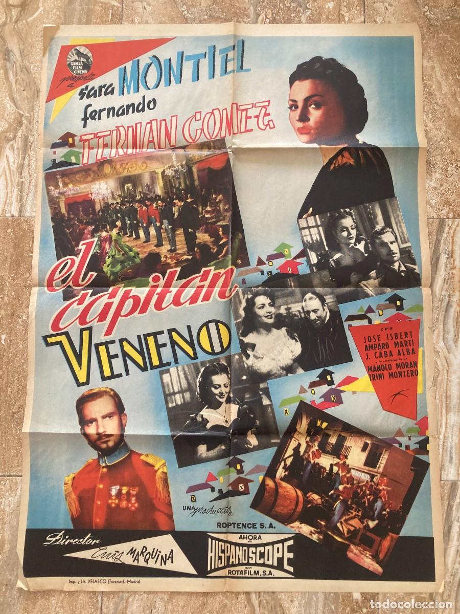 Cine: Cartel cine original EL CAPITAN VENENO (1950) 70x100 / Fernando Fern&aacute;n G&oacute;mez