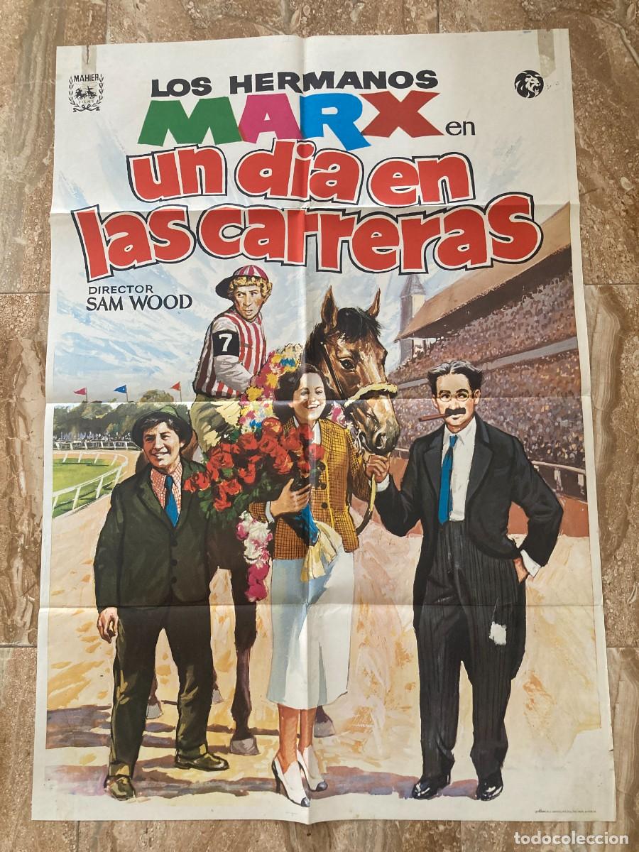 Cine: Cartel cine original UN DIA EN LAS CARRERAS (1937) 70x100 / Hermanos Marx