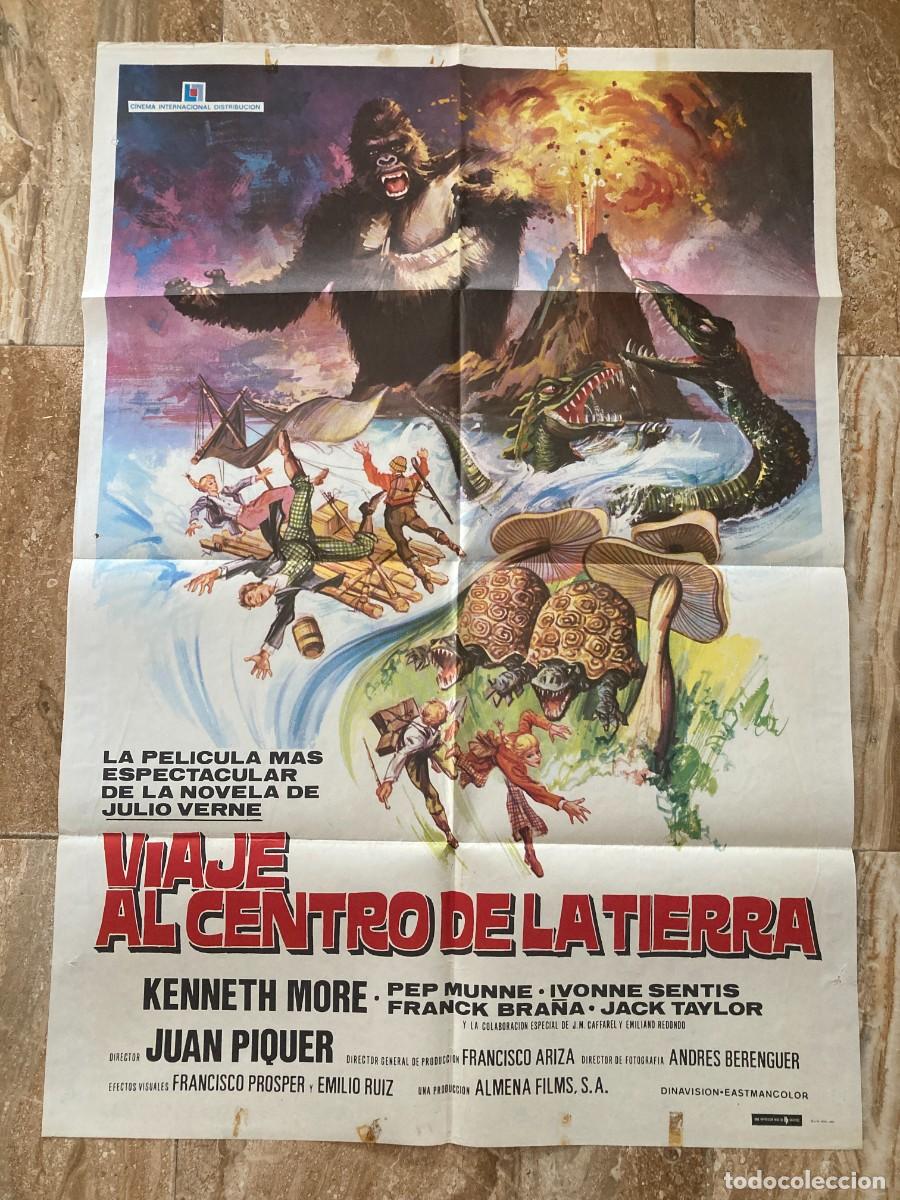 Cine: Cartel cine original VIAJE AL CENTRO DE LA TIERRA (1977) 70x100 / Juan Piquer Sim&oacute;n