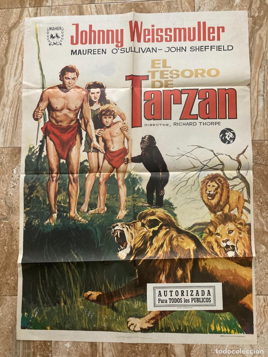 Cine: Cartel cine original EL TESORO DE TARZAN (1941) 70x100 / Johnny Weissmuller - Maureen O'Sullivan