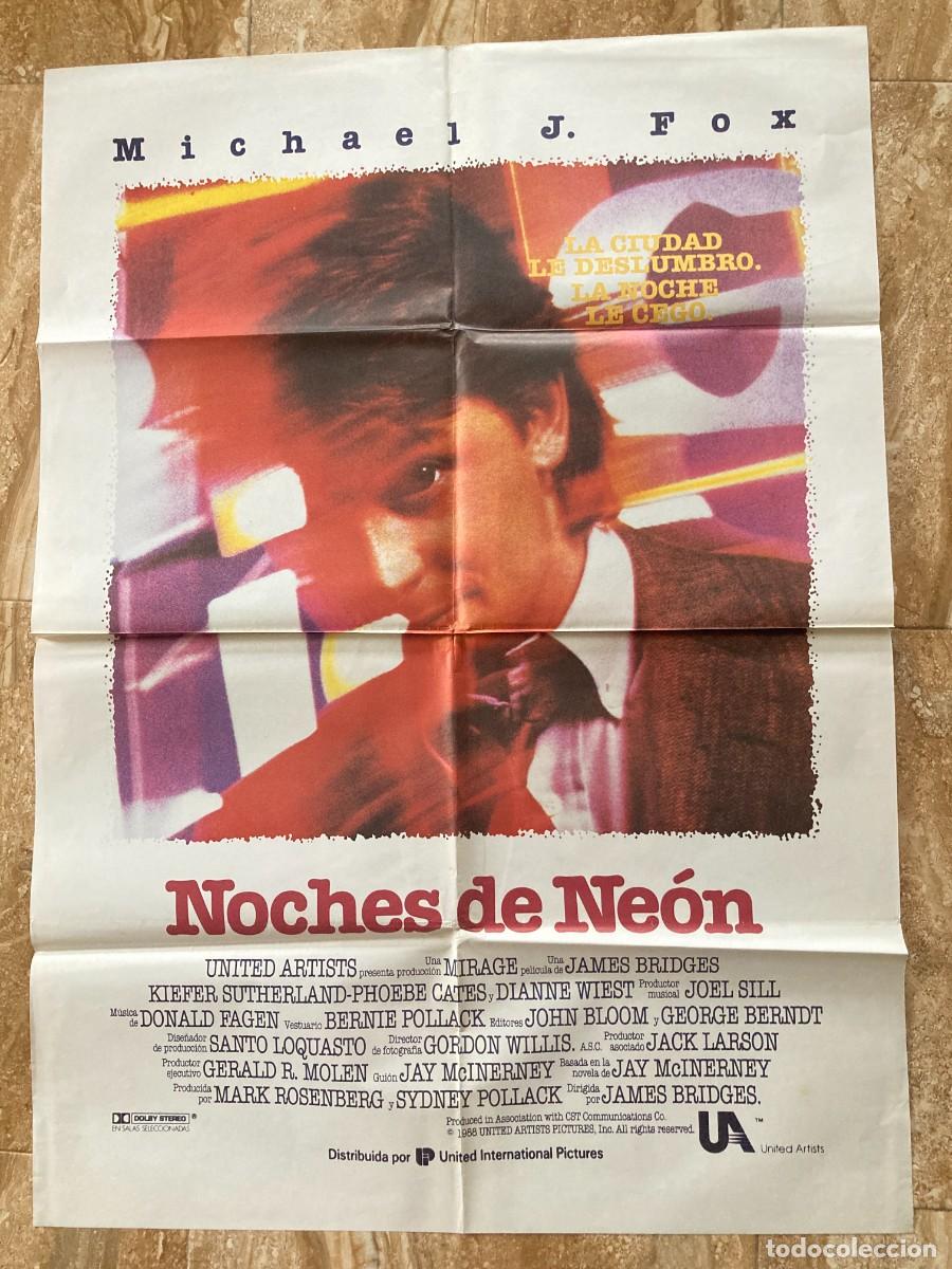Cine: Cartel cine original NOCHES DE NEON (1988) 70x100 / Michael J Fox - Phoebe Cates