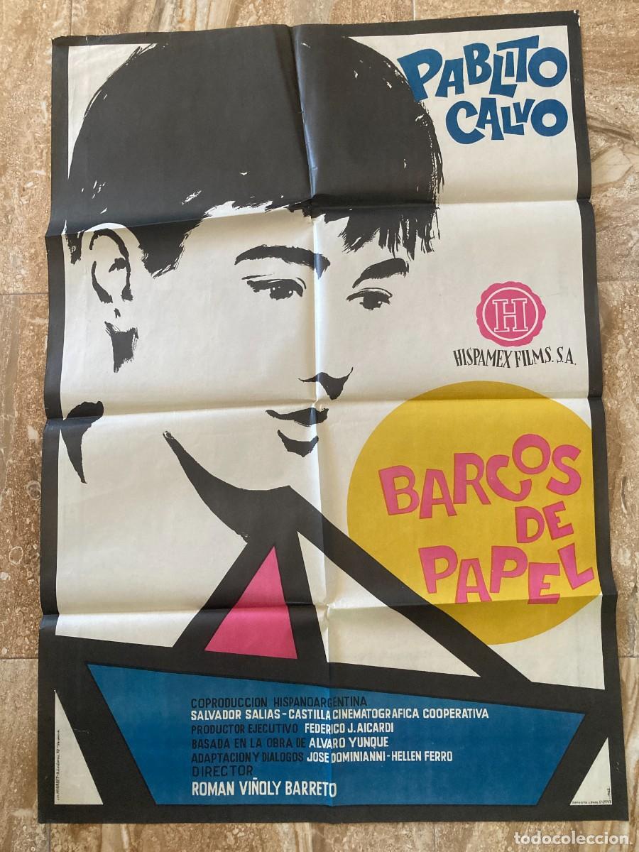 Cine: Cartel cine original BARCOS DE PAPEL (1962) 70x100 / Pablito Calvo