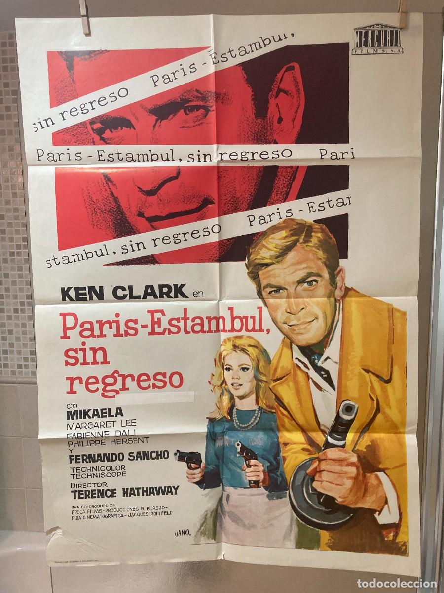 Cine: Cartel cine original PARIS ESTAMBUL SIN REGRESO (1965) 70x100 / Sergio Grieco - Ken Clark / JANO