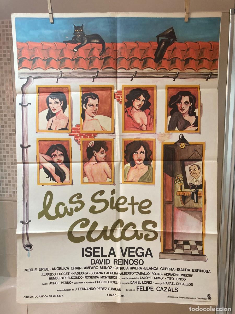 Cine: Cartel cine original LAS SIETE CUCAS (1981) 70x100 / Felipe Cazals - Isela Vega