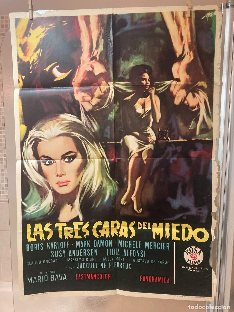 Cine: Cartel cine original LAS TRES CARAS DEL MIEDO (1963) 70x100 / Mario Bava