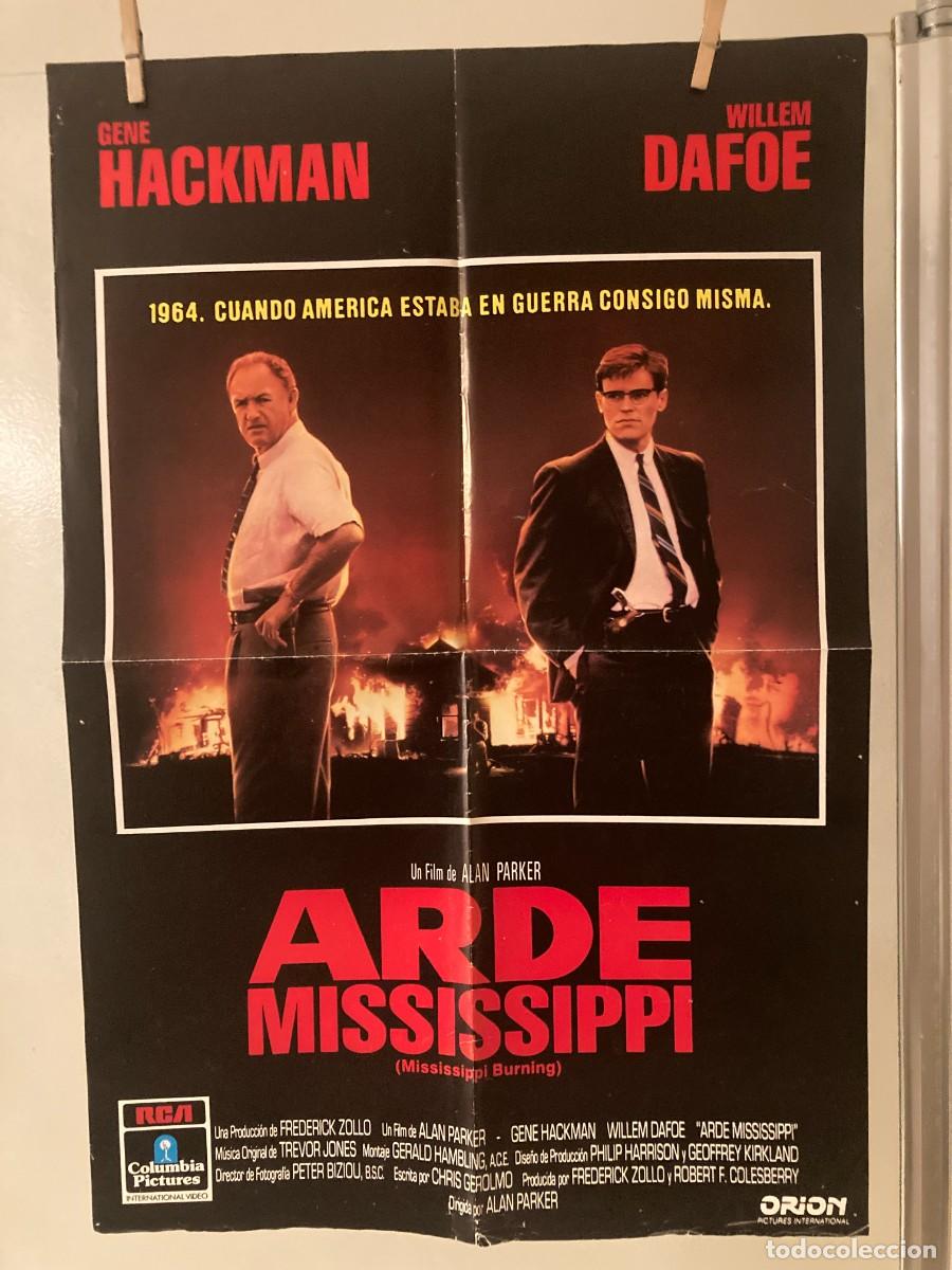 Cine: Cartel v&iacute;deo original ARDE MISSISSIPPI (1988) 54x80 / Alan Parker - Gene Hackman