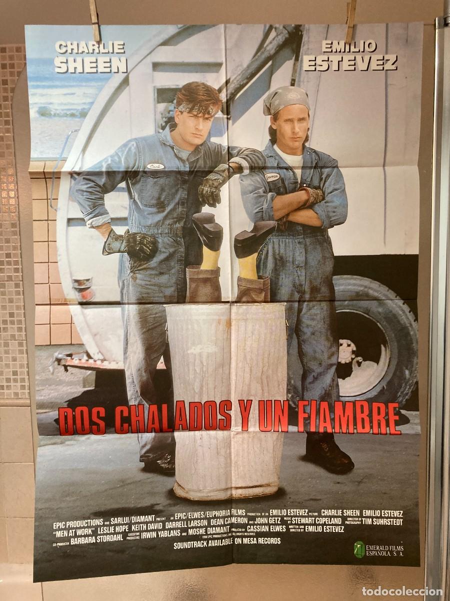 Cine: Cartel cine original DOS CHALADOS Y UN FIAMBRE (1990) 70x100 / Charlie Sheen - Emilio Estevez