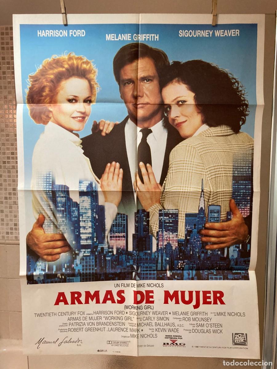 Cine: Cartel cine original ARMAS DE MUJER (1988) 70x100 / Melanie Griffith - Harrison Ford