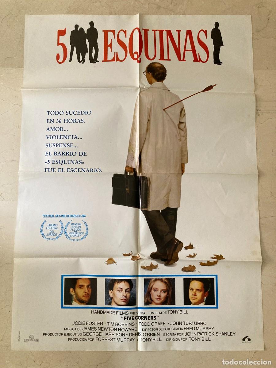 Cine: Cartel cine original 5 ESQUINAS (1987) 70x100 / Jodie Foster - John Turturro - Tim Robbins