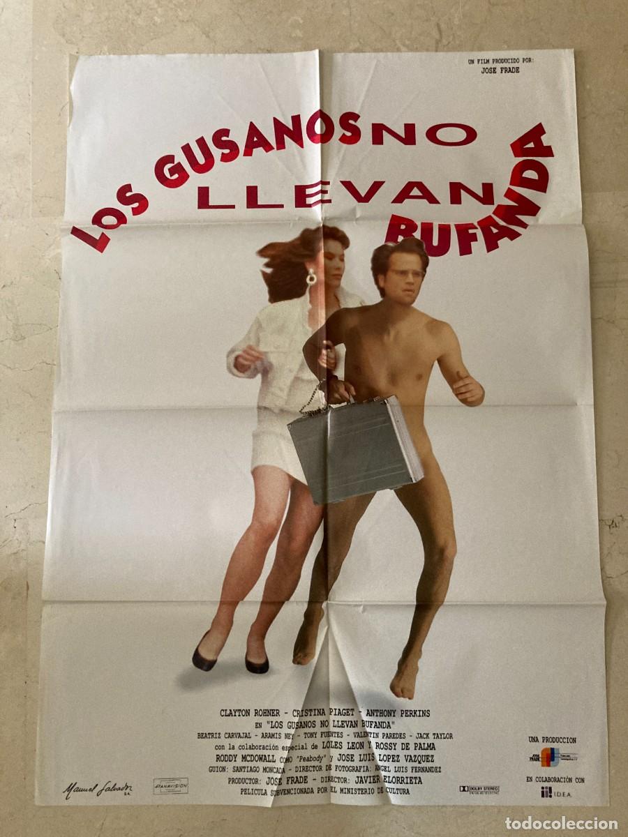 Cine: Cartel cine original LOS GUSANOS NO LLEVAN BUFANDA (1992) 70x100 / Cristina Piaget