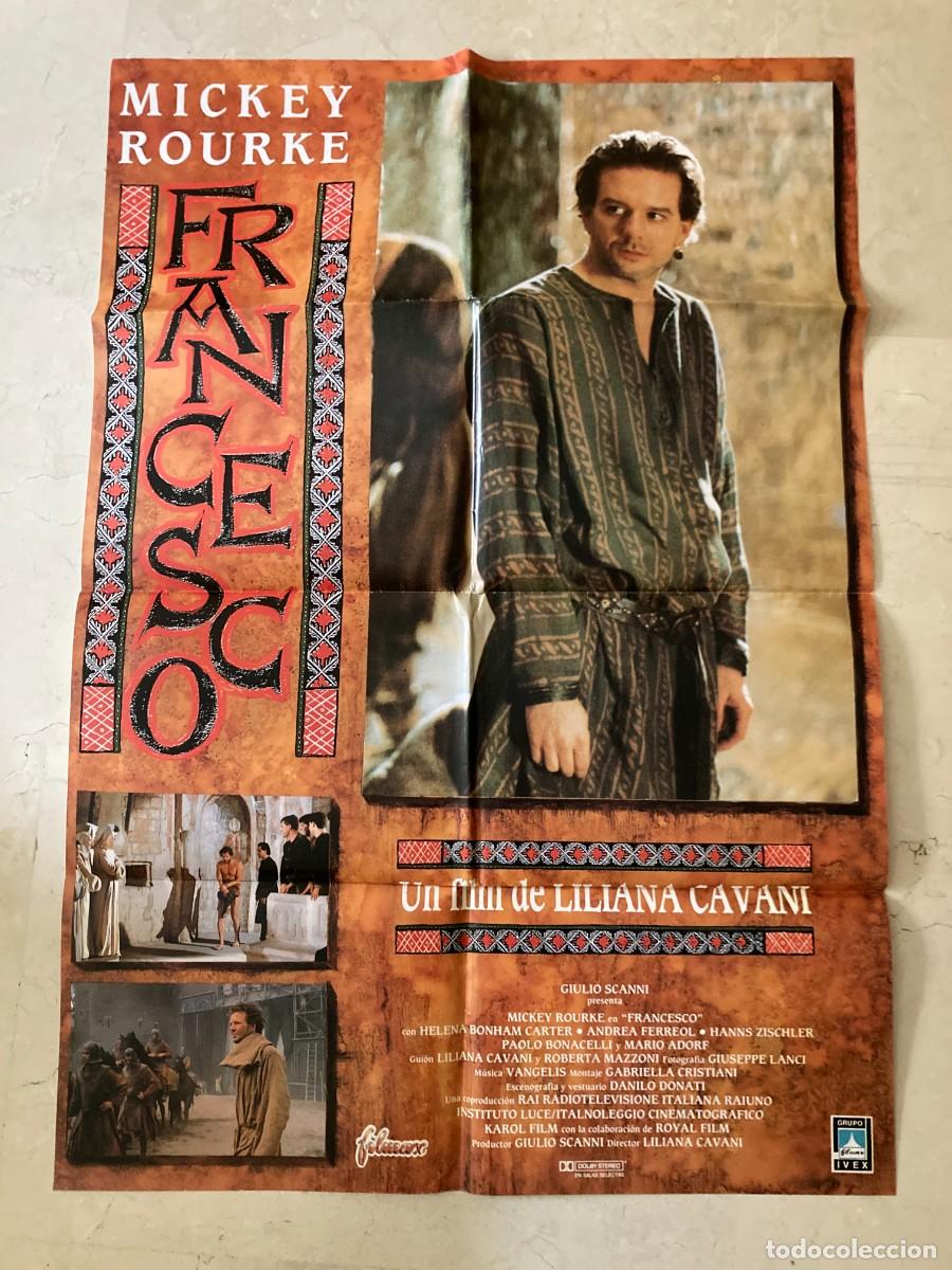 Cine: Cartel cine original FRANCESCO (1989) 70x100 / Liliana Cavani - Mickey Rourke