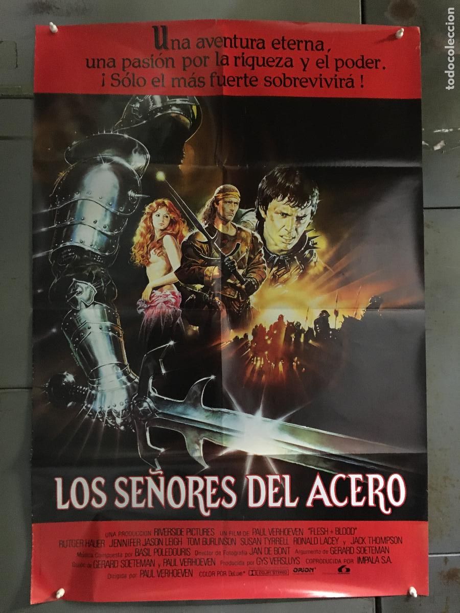 Cine: AEO67 LOS SE&Ntilde;ORES DEL ACERO RUTGER HAUER PAUL VERHOEVEN POSTER ORIGINAL 70X100 ESTRENO h5