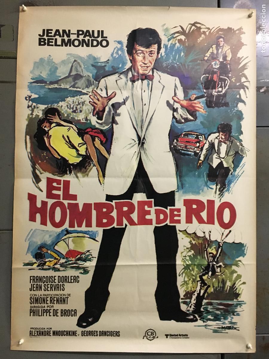 Cine: AEO13 EL HOMBRE DE RIO JEAN PAUL BELMONDO FRAN&Ccedil;OISE DORLEAC POSTER ORIGINAL 70X100 ESPA&Ntilde;OL h5